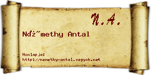 Némethy Antal névjegykártya